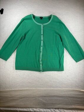 Talbots Green 3/4 Sleeve Button Front Cardigan Sweater Women’s Size XL